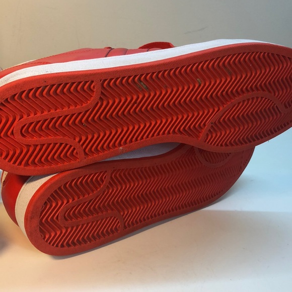 adidas Red & White Leather Sneakers Size 18 - Picture 7 of 9